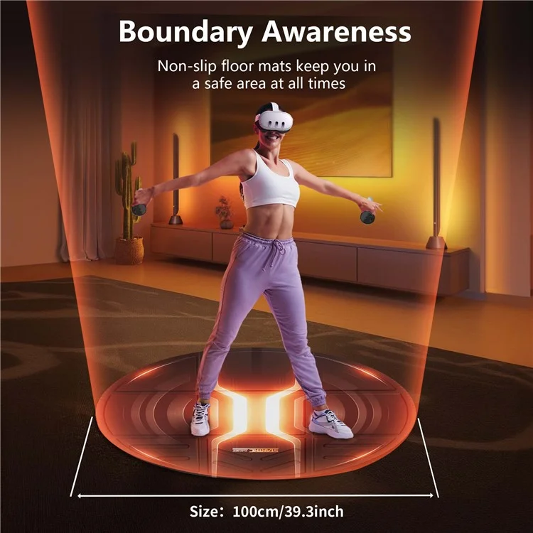 STARTRC GAMES 100cm Diameter Virtual Reality Gaming Mat VR Sport Simulation Anti-Slip Floor Pad - Orange
