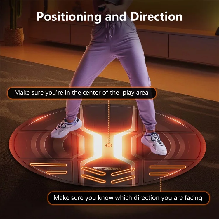 STARTRC GAMES 100cm Diameter Virtual Reality Gaming Mat VR Sport Simulation Anti-Slip Floor Pad - Orange
