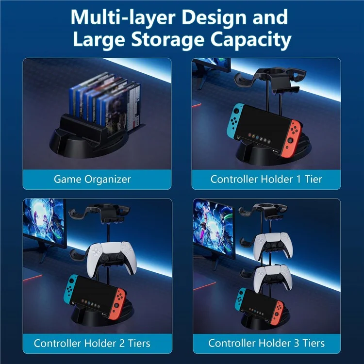 Game Console Gamepad Controller Holder Storage Stand Game Disc Desktop Organizer