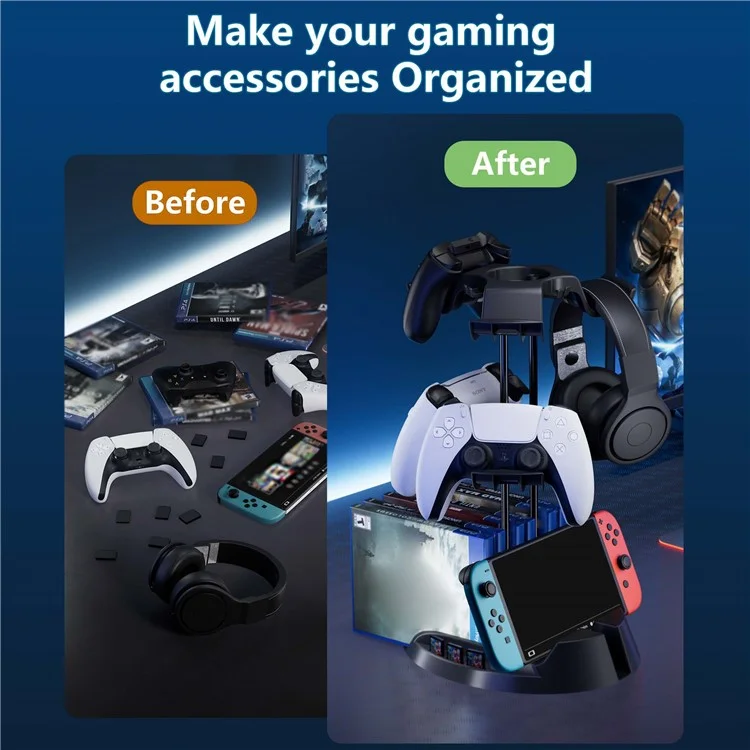 Game Console Gamepad Controller Holder Storage Stand Game Disc Desktop Organizer