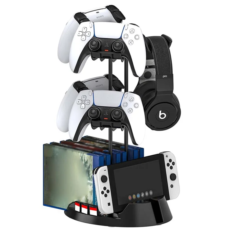 Game Console Storage Rack 2-Layer Handle Controller Organizer Display Holder
