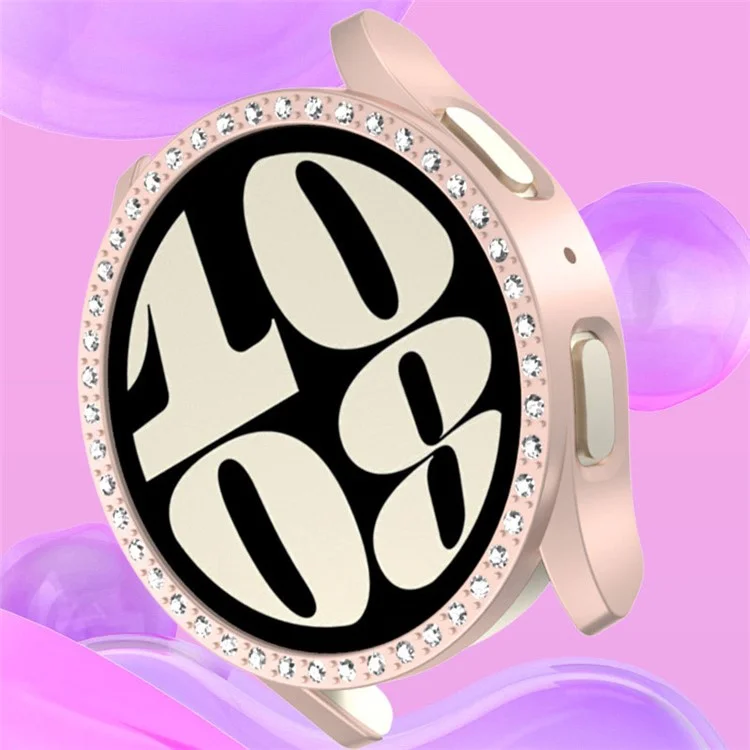 Per Samsung Galaxy Watch7 40mm Watch Case Rhinestone Decor Hard PC Protective Frame - Rosa