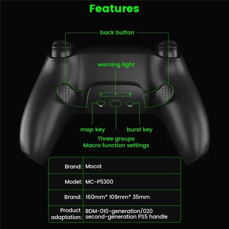 DATA FROG Für Sony Playstation 5 Controller Back Button Attachment Wireless Gamepad Back Button - Schwarz