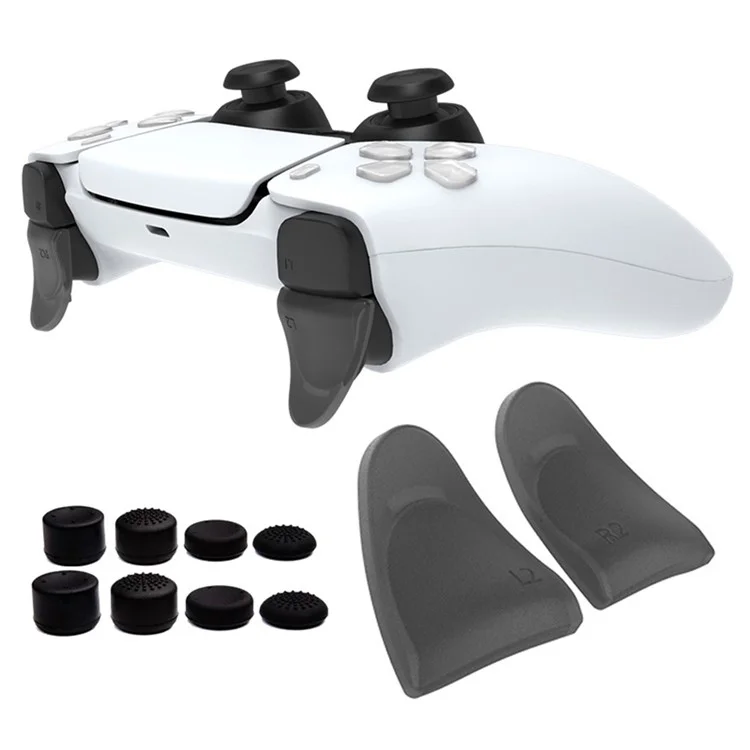 DATA FROG Extended Trigger Button for Sony PS5 L2 / R2 Trigger Extender + Key Cap - Transparent Black
