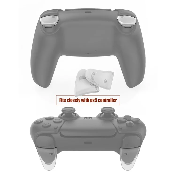 DATA FROG Extended Trigger Button for Sony PS5 L2 / R2 Trigger Extender + Key Cap - Transparent Black