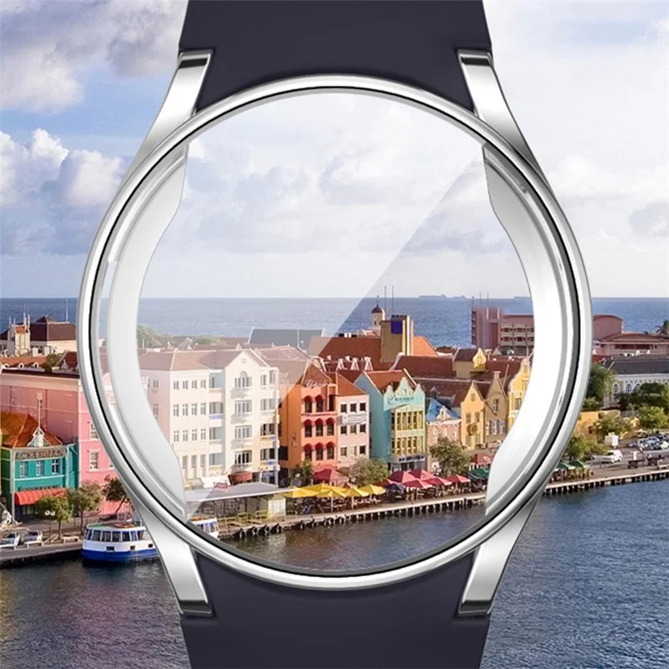 Für Samsung Galaxy Watch7 40mm Soft TPU Watch Case Mit integrierter Bildschirmabdeckung - Silber