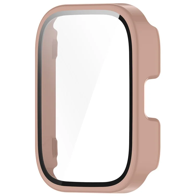 Pour Amazfit Bip 5 Unity A2324 Étui de montre en PC anti-rayures avec film en verre trempé intégré - Rose