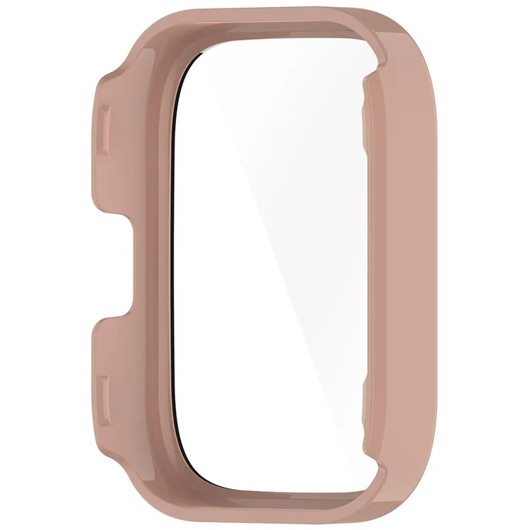 Pour Amazfit Bip 5 Unity A2324 Étui de montre en PC anti-rayures avec film en verre trempé intégré - Rose