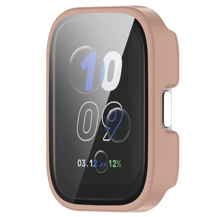 Pour Amazfit Bip 5 Unity A2324 Étui de montre en PC anti-rayures avec film en verre trempé intégré - Rose