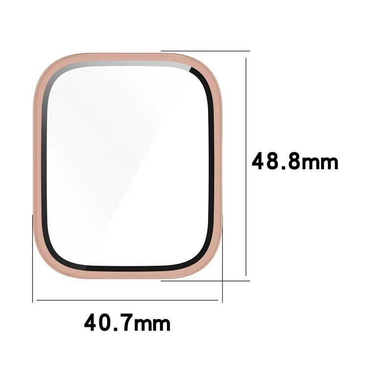 Pour Amazfit Bip 5 Unity A2324 Étui de montre en PC anti-rayures avec film en verre trempé intégré - Rose
