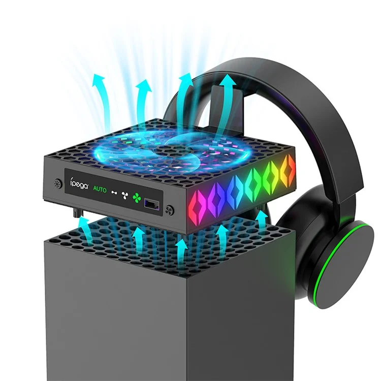 IPEGA PG-XBX026S For Xbox Series X Game Console Cooling Fan RGB Light Radiator with Headphone Holder