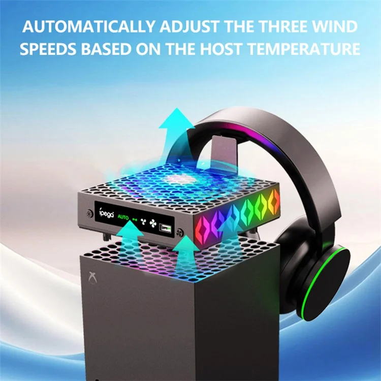 IPEGA PG-XBX026S For Xbox Series X Game Console Cooling Fan RGB Light Radiator with Headphone Holder