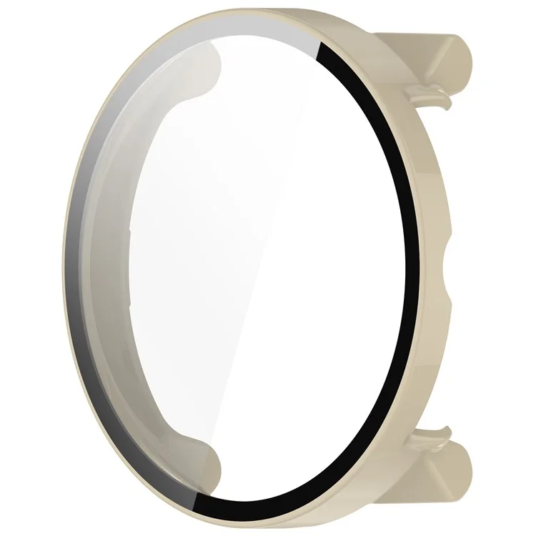 For Suunto Race All-Around Watch Case Hard PC Cover with Tempered Glass Screen Film - Ivory White