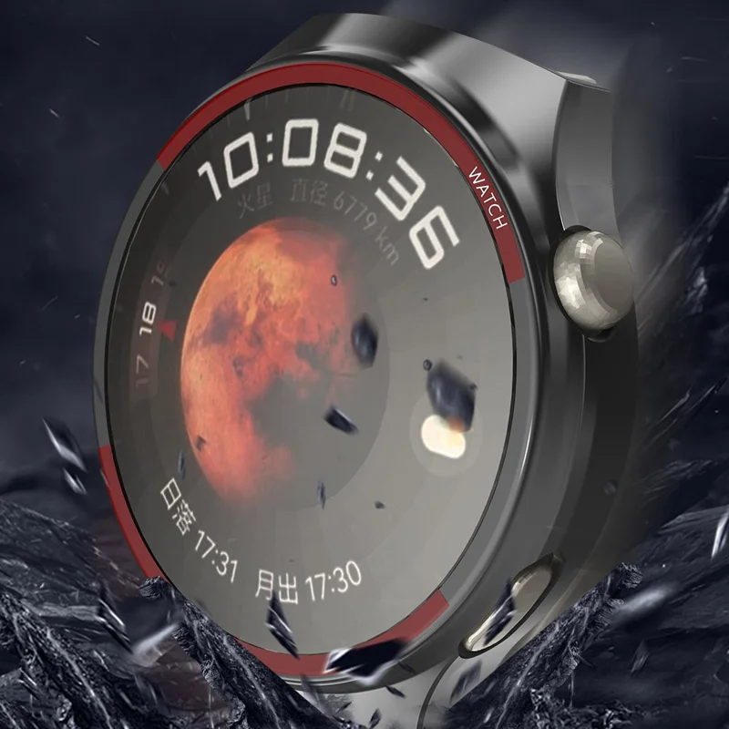 For Huawei Watch 4 Pro Watch Case Hollow PC Half Protective Cover - Black+Red