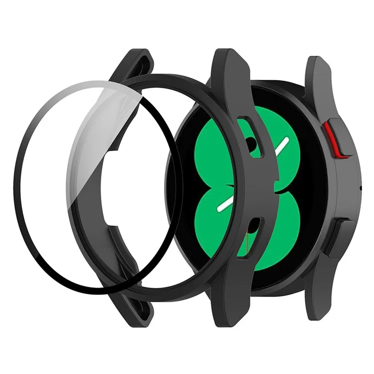 For Samsung Galaxy Watch FE / Watch4 40mm Case PC Watch Cover with Tempered Glass Screen Protector - Black