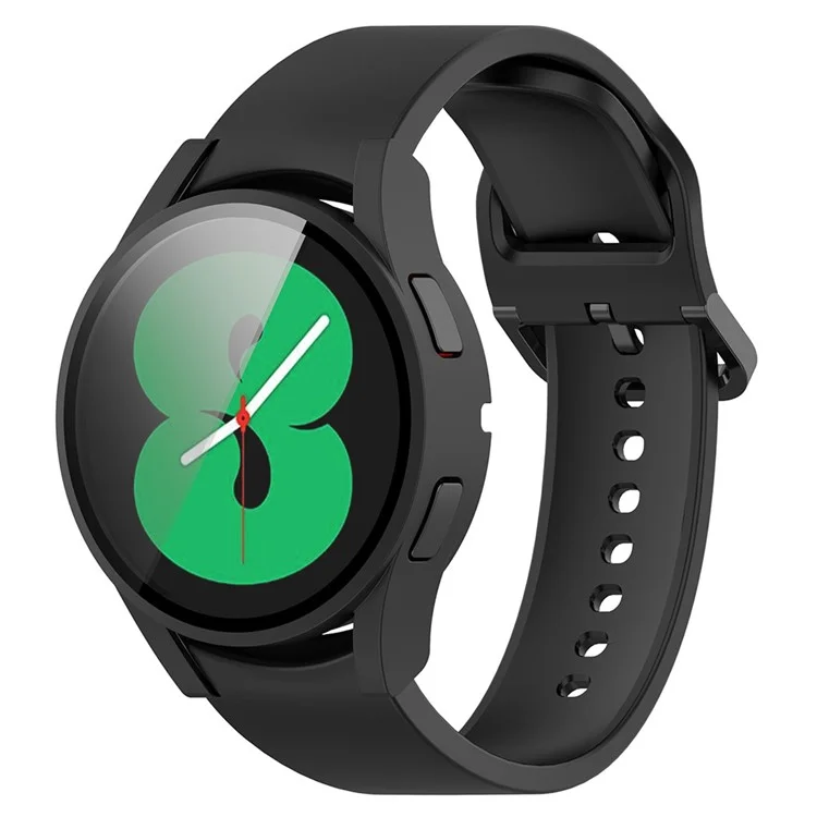 For Samsung Galaxy Watch FE / Watch4 40mm Case PC Watch Cover with Tempered Glass Screen Protector - Black