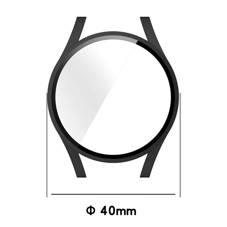 For Samsung Galaxy Watch FE / Watch4 40mm Case PC Watch Cover with Tempered Glass Screen Protector - Black