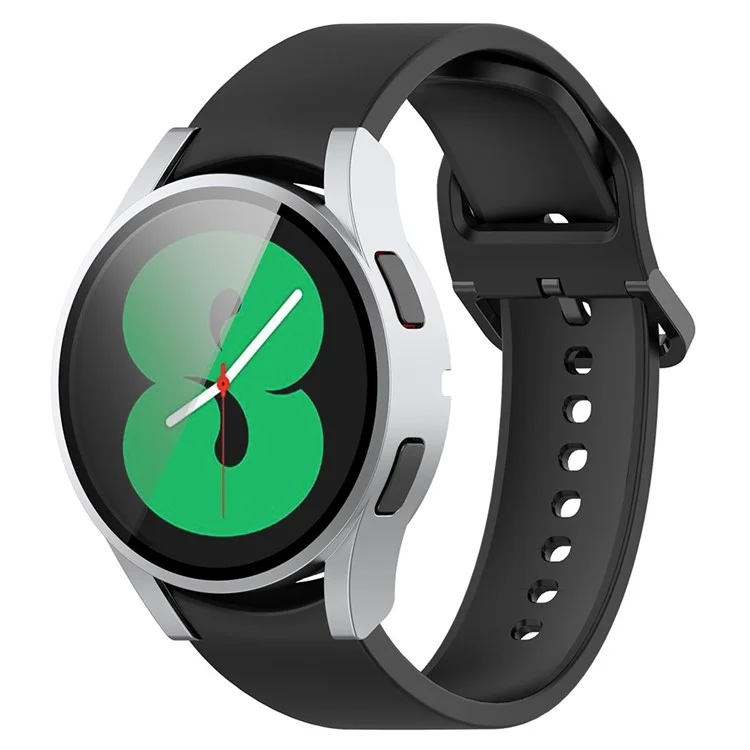 For Samsung Galaxy Watch FE / Watch4 40mm Case PC Watch Cover with Tempered Glass Screen Protector - Silver