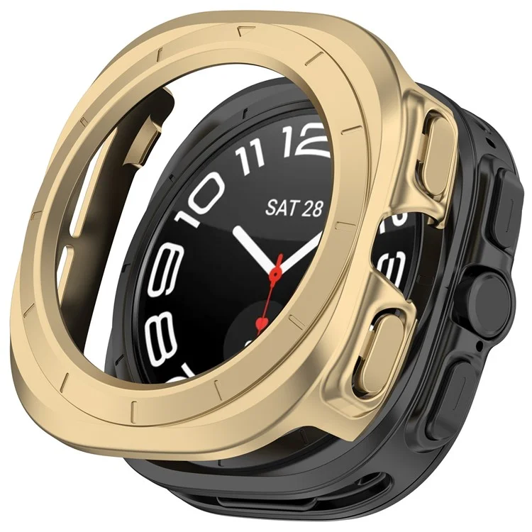 Pour Samsung Galaxy Watch Ultra 47mm Hard PC Case Half-Guard Watch Case Cover - Champagne Gold