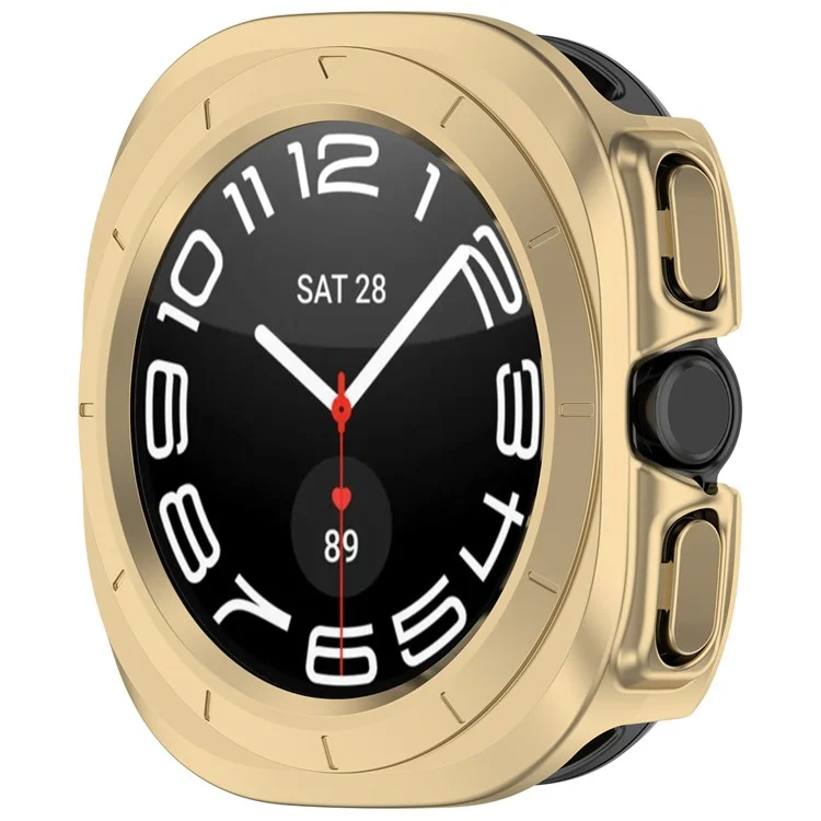 Pour Samsung Galaxy Watch Ultra 47mm Hard PC Case Half-Guard Watch Case Cover - Champagne Gold