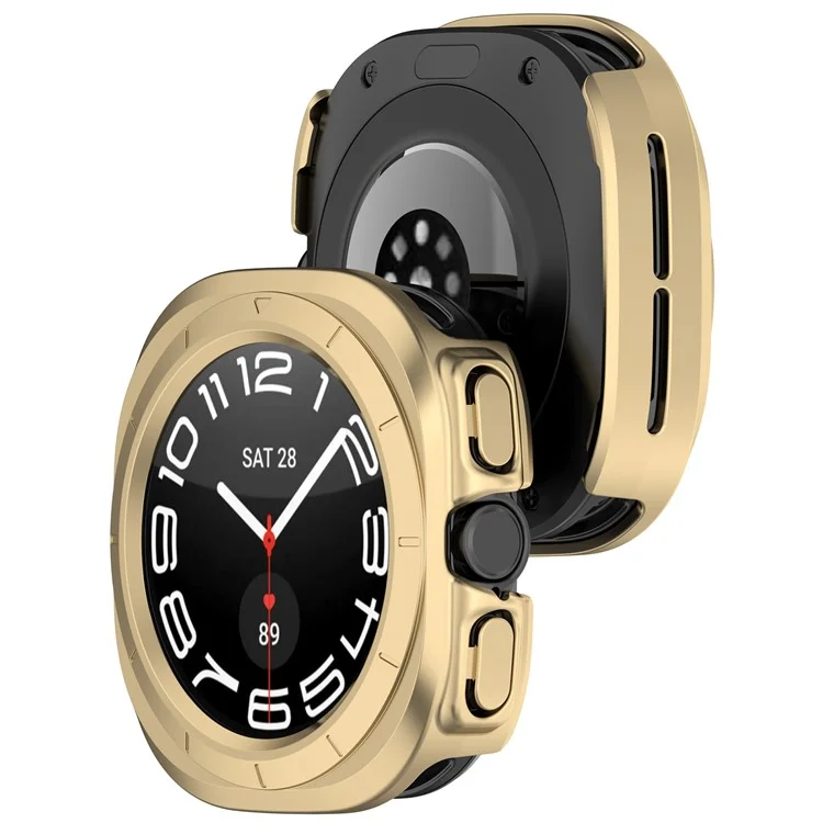 Pour Samsung Galaxy Watch Ultra 47mm Hard PC Case Half-Guard Watch Case Cover - Champagne Gold