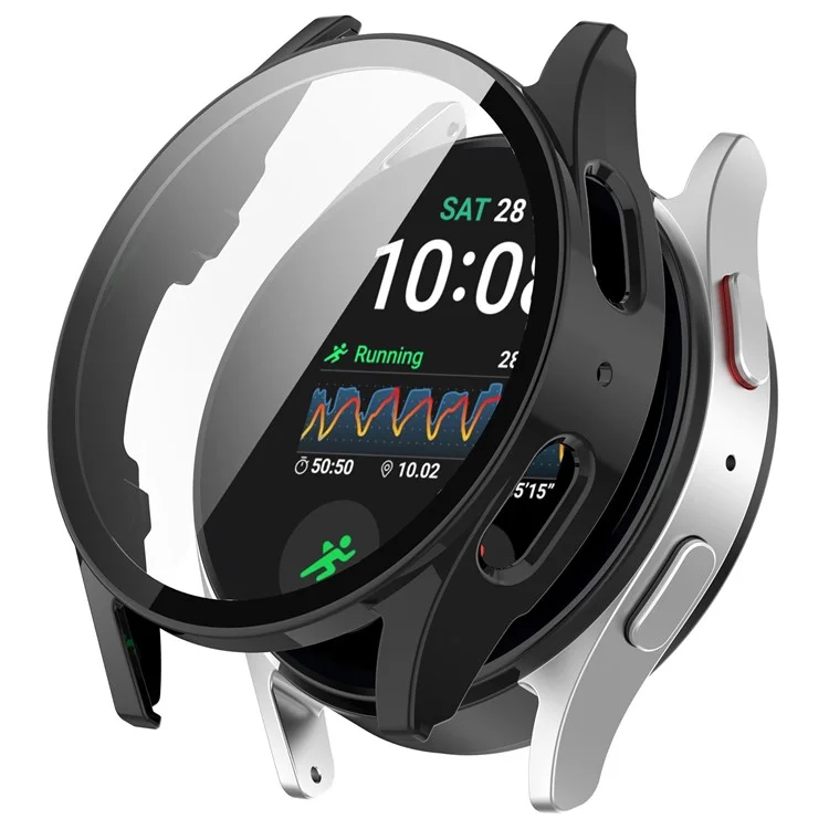 Para Samsung Galaxy Watch7 40mm Integrated Watch Case Tempered Glass Screen Protector - Preto