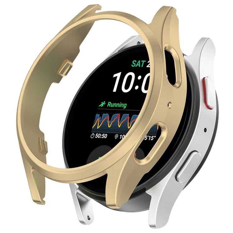 Pour Samsung Galaxy Watch7 40mm Anti-Drop PC Watch Case Hollow Protective Frame - Champagne Gold