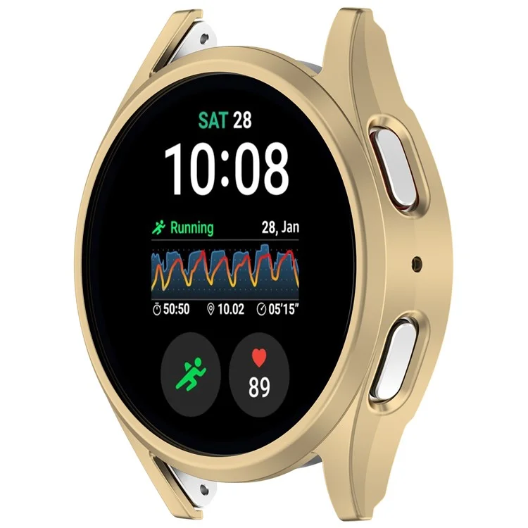 Pour Samsung Galaxy Watch7 40mm Anti-Drop PC Watch Case Hollow Protective Frame - Champagne Gold