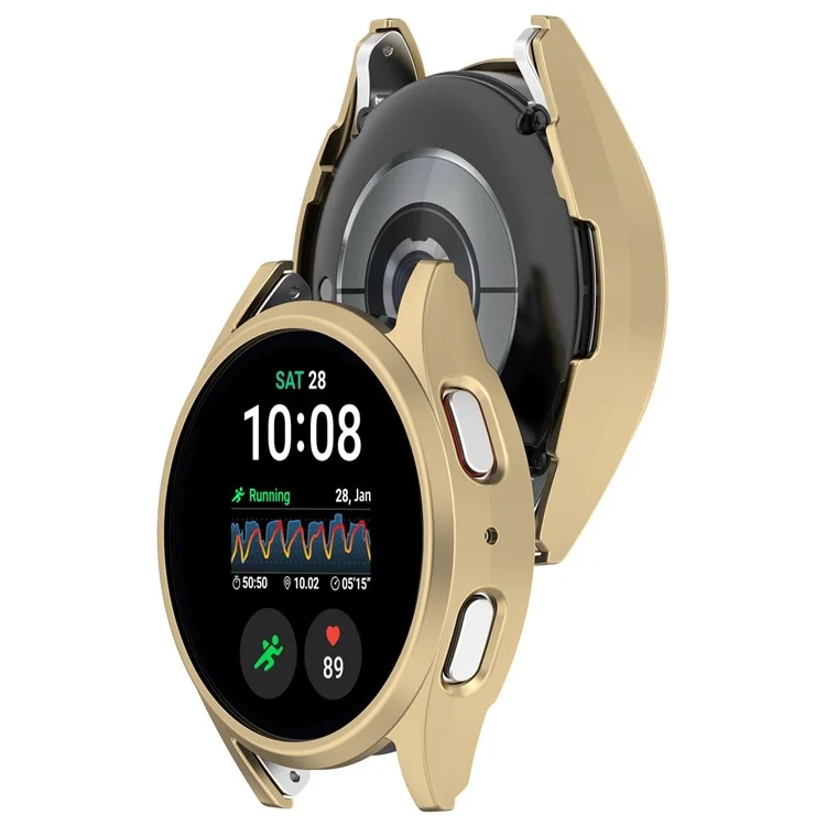 Pour Samsung Galaxy Watch7 40mm Anti-Drop PC Watch Case Hollow Protective Frame - Champagne Gold