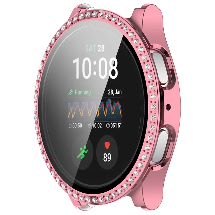 Para Samsung Galaxy Watch7 40mm Capa Electroplating Hard PC Capa de Relógio com Película de Vidro Temperado - Rosa