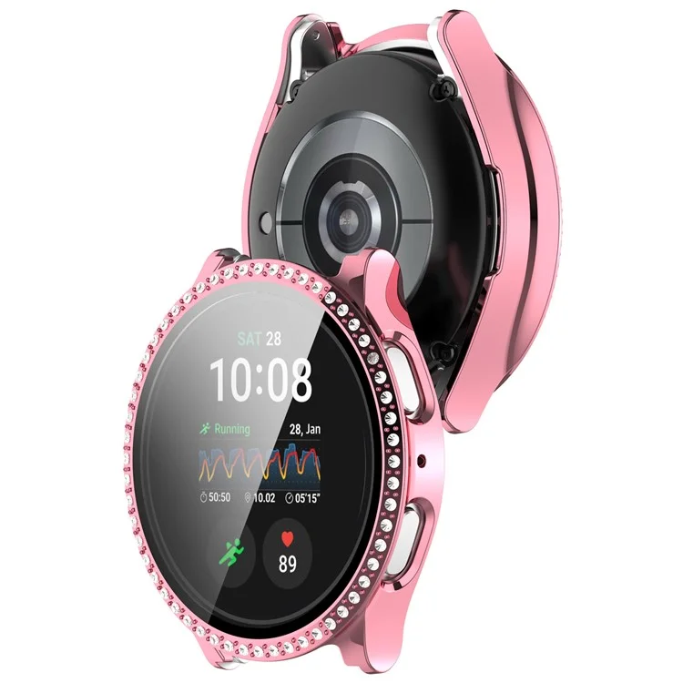 Para Samsung Galaxy Watch7 40mm Capa Electroplating Hard PC Capa de Relógio com Película de Vidro Temperado - Rosa