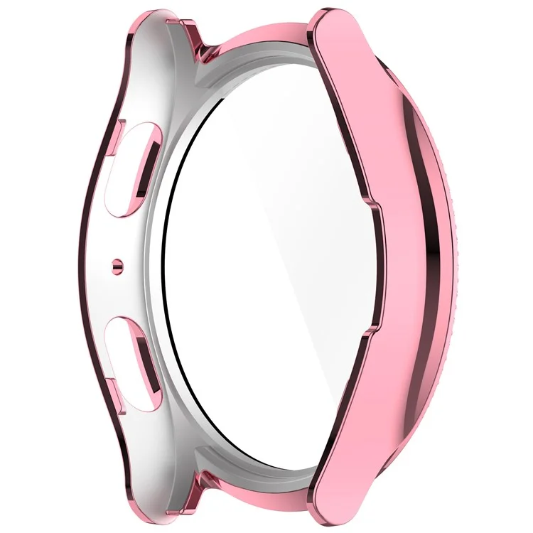 Para Samsung Galaxy Watch7 40mm Capa Electroplating Hard PC Capa de Relógio com Película de Vidro Temperado - Rosa