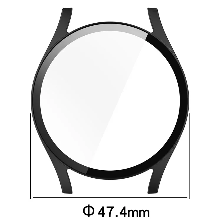 Pour Samsung Galaxy Watch7 44mm PC Watch Case Anti-Scratch Cover avec Film en Verre Trempé - Rose - Noir