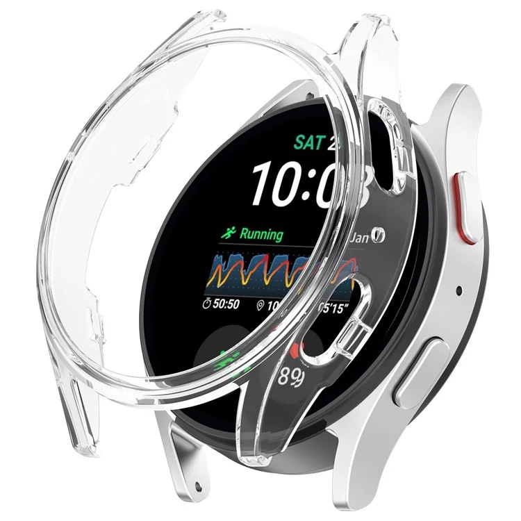 Pour Samsung Galaxy Watch7 44mm Boîtier de montre transparent Demi-enveloppe PC Housse de protection - Champagne Gold