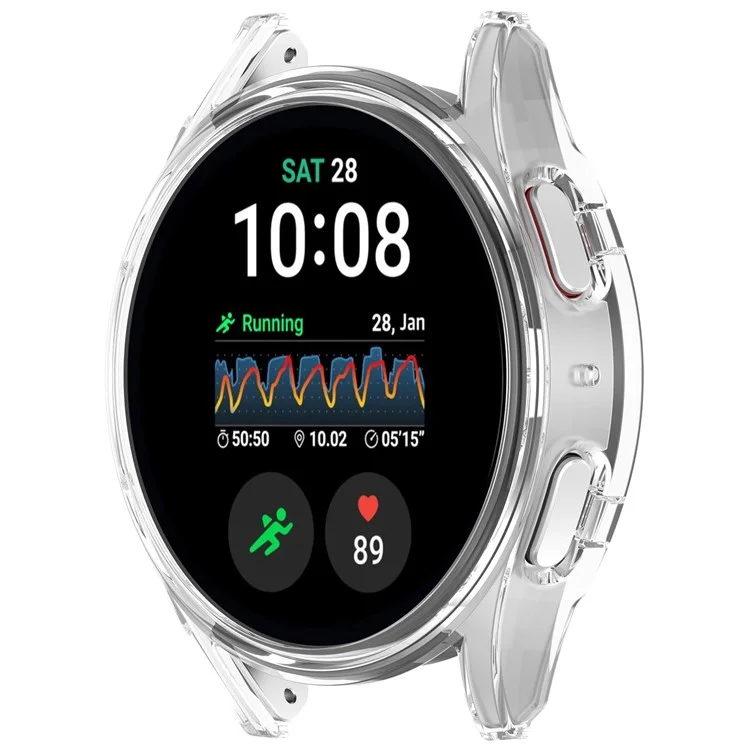 Pour Samsung Galaxy Watch7 44mm Boîtier de montre transparent Demi-enveloppe PC Housse de protection - Champagne Gold