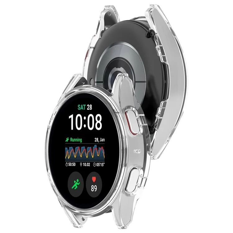 Pour Samsung Galaxy Watch7 44mm Boîtier de montre transparent Demi-enveloppe PC Housse de protection - Champagne Gold