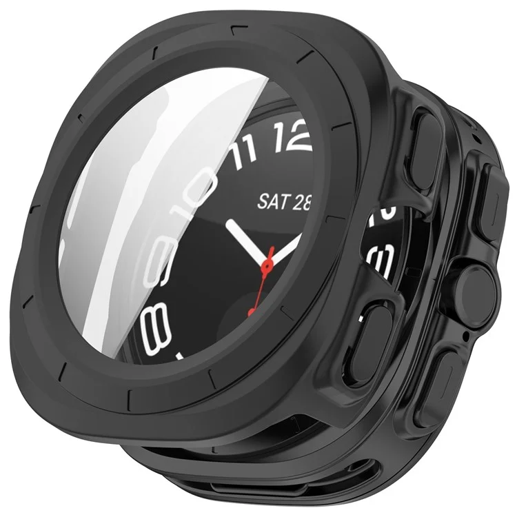 For Samsung Galaxy Watch Ultra 47mm Watch Case Tempered Glass Screen Protector Hard PC Cover - Matte Black
