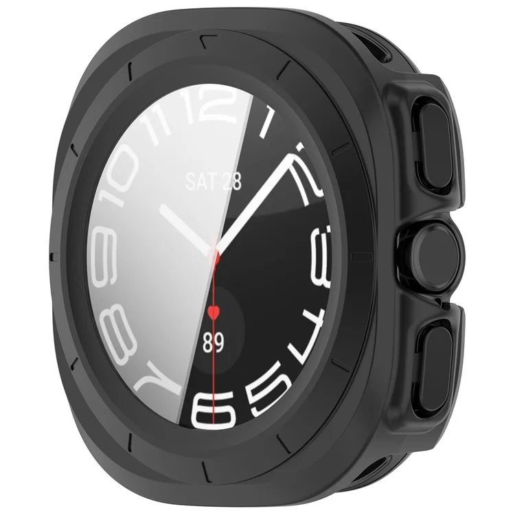 For Samsung Galaxy Watch Ultra 47mm Watch Case Tempered Glass Screen Protector Hard PC Cover - Matte Black