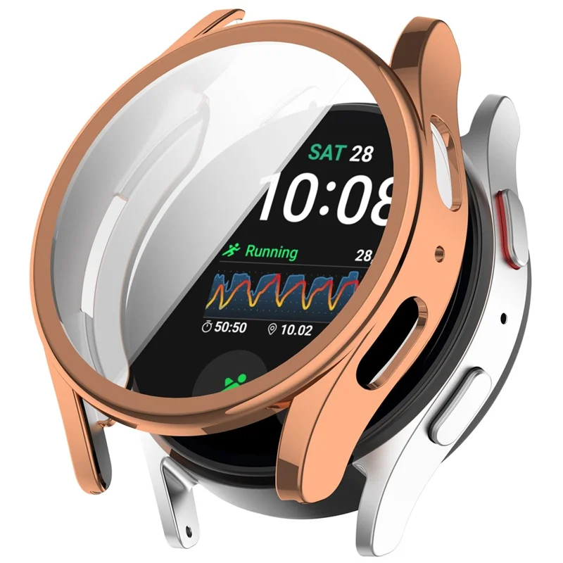 For Samsung Galaxy Watch7 44mm Electroplating TPU Watch Case TPU Full Coverage - Rose Gold