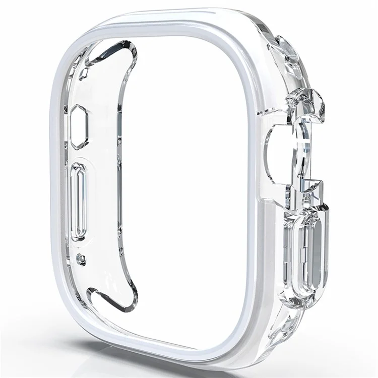 Para Apple Watch Ultra / Ultra 2 49mm Hollow-Out PC+TPU Protection Cover Watch Frame Case - Branco