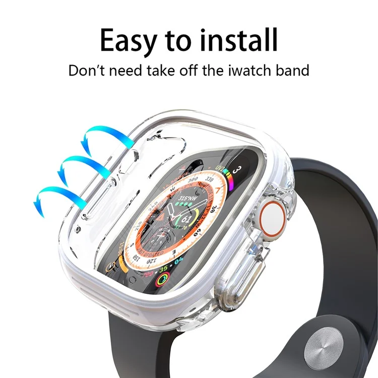 Para Apple Watch Ultra / Ultra 2 49mm Hollow-Out PC+TPU Protection Cover Watch Frame Case - Branco