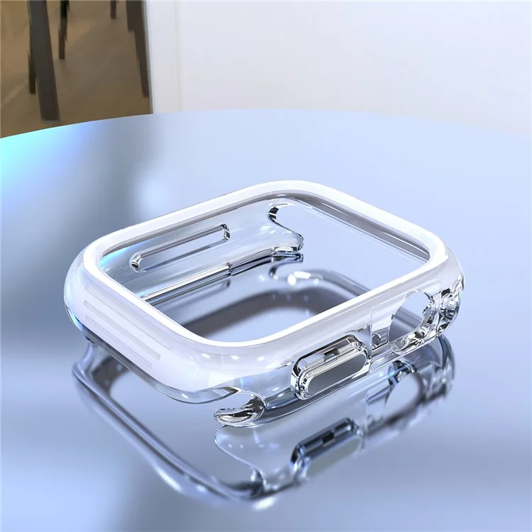 Für Apple Watch 7 / 8 / 9 41mm Hollow-Out PC+TPU Schutzabdeckung Uhrrahmen-Gehäuse - Weiß