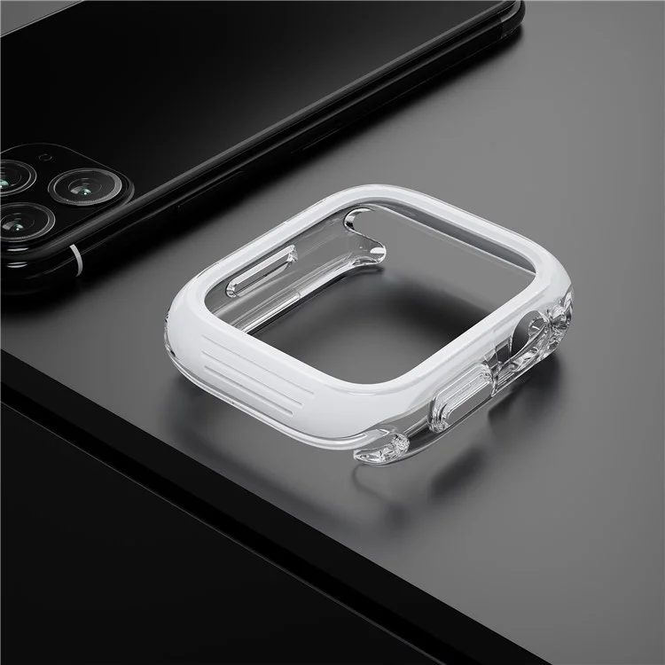 Für Apple Watch 7 / 8 / 9 41mm Hollow-Out PC+TPU Schutzabdeckung Uhrrahmen-Gehäuse - Weiß