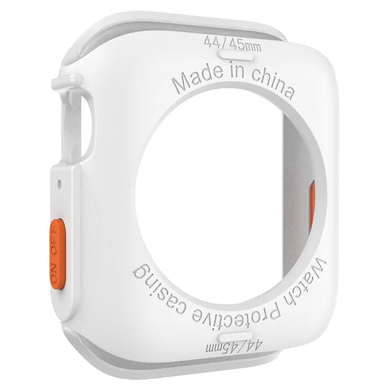 For Apple Watch Series SE3 / SE2 / SE1 /  6 / 5 / 4 44mm / 7 / 8 / 9 45mm Drop Protection TPU Watch Frame Case - White