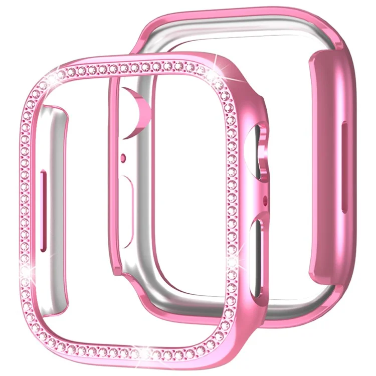 Per Apple Watch Series 4  /  5  /  6  /  SE  /  SE (2022) 44mm Decorazione con Strass Hollowing Out Elettroplaccatura PC Watch Case - Rosa