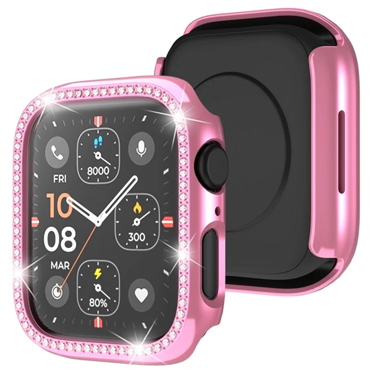 Per Apple Watch Series 4  /  5  /  6  /  SE  /  SE (2022) 44mm Decorazione con Strass Hollowing Out Elettroplaccatura PC Watch Case - Rosa
