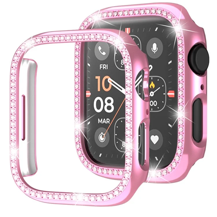 Per Apple Watch Series 4  /  5  /  6  /  SE  /  SE (2022) 44mm Decorazione con Strass Hollowing Out Elettroplaccatura PC Watch Case - Rosa