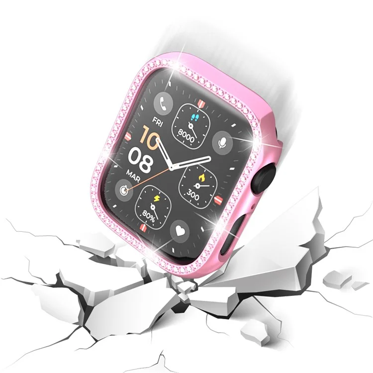 Per Apple Watch Series 4  /  5  /  6  /  SE  /  SE (2022) 44mm Decorazione con Strass Hollowing Out Elettroplaccatura PC Watch Case - Rosa