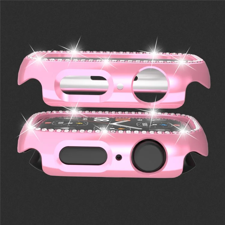 Per Apple Watch Series 4  /  5  /  6  /  SE  /  SE (2022) 44mm Decorazione con Strass Hollowing Out Elettroplaccatura PC Watch Case - Rosa