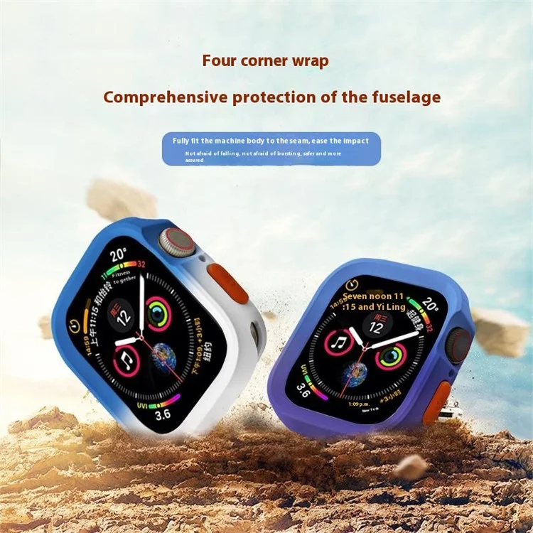 Für Apple Watch Series 4 / 5 / 6 / SE / SE (2022) 44mm / 7 / 8 / 9 45mm Dual Color TPU Uhrgehäuse - Fruit Green+Grey